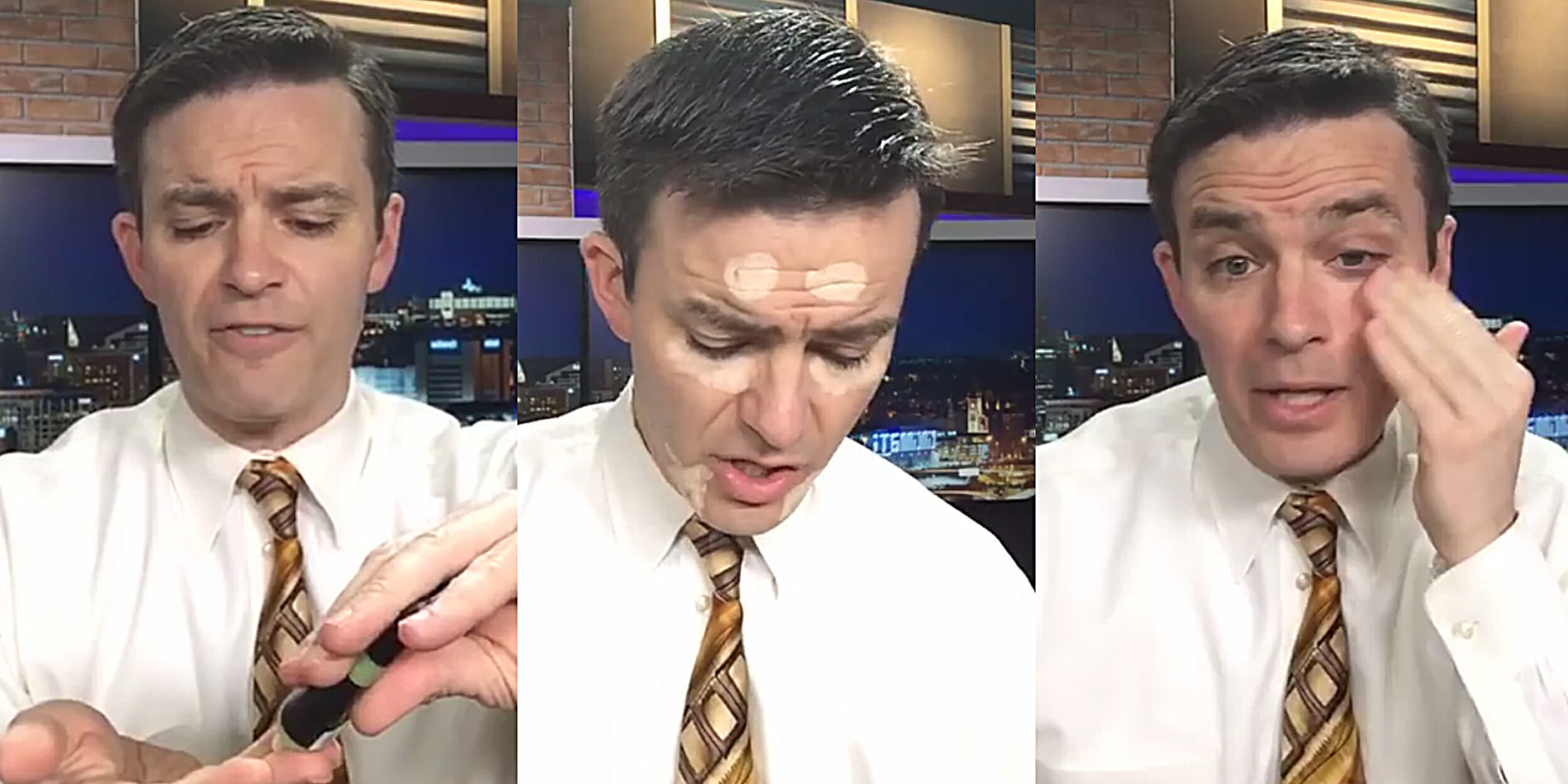 Bob Herzog prepares for live television