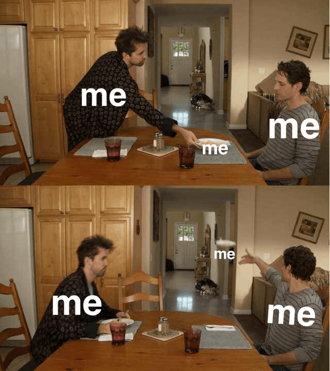 meta me me me meme always sunny food throwing