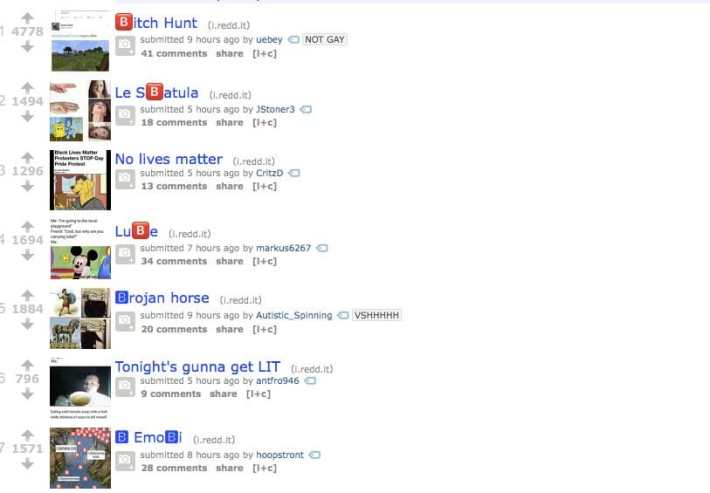 b meme : dankmemes screenshot with B emojis everywhere