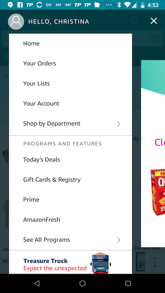 How to use Amazon Live Delivery - Amazon App Settings Menu
