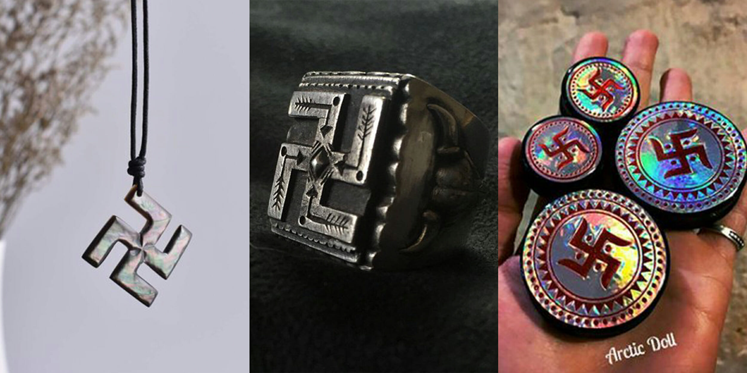 Items marked with swastikas are listed for sale on Etsy.