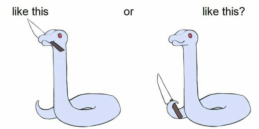 snake holding knife
