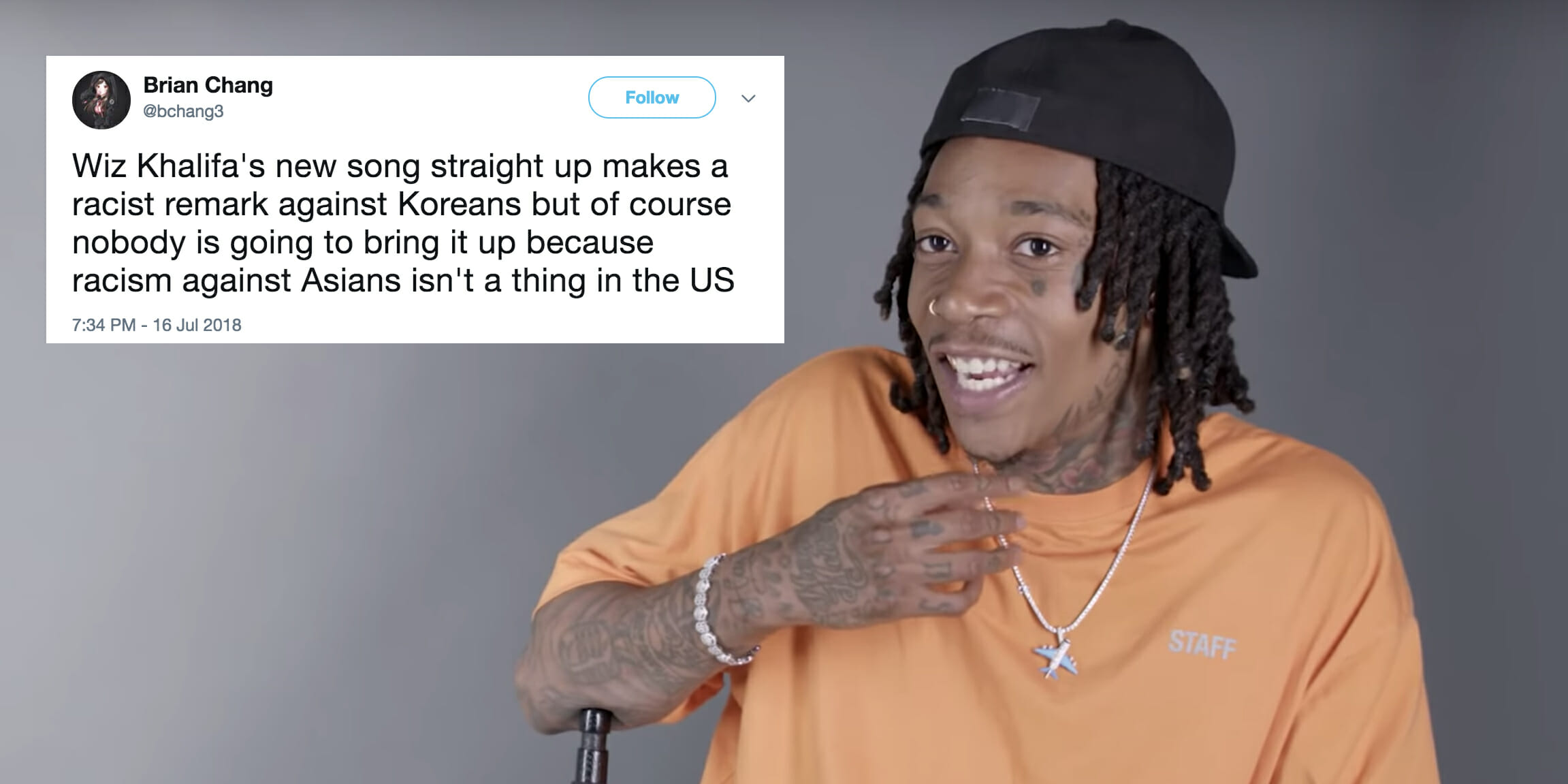 Wiz Khalifa has been accused of relying on racist stereotypes in his track 'Hot Now'