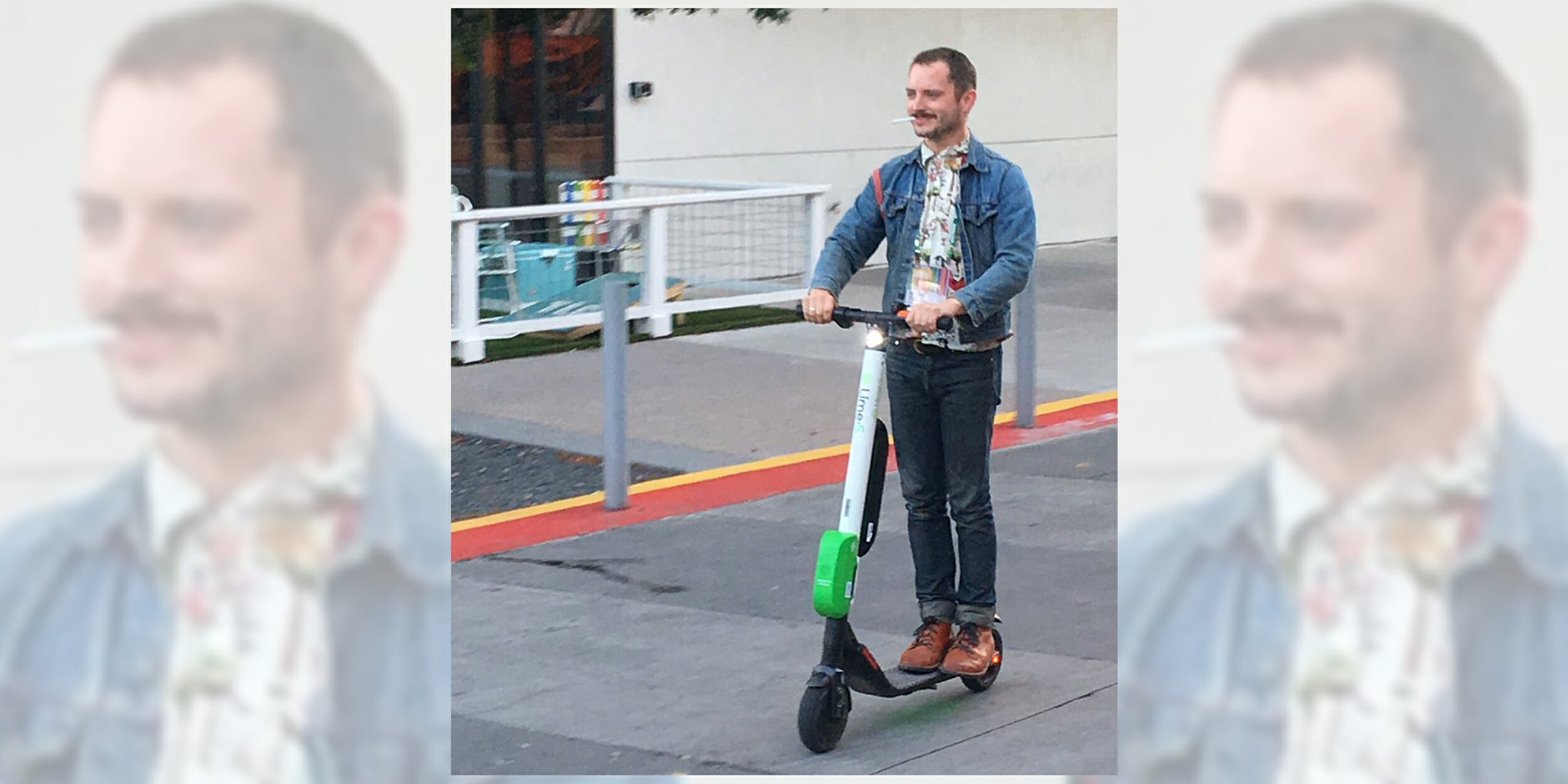 elijah wood on a scooter