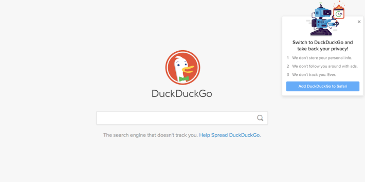 DuckDuckGo homepage