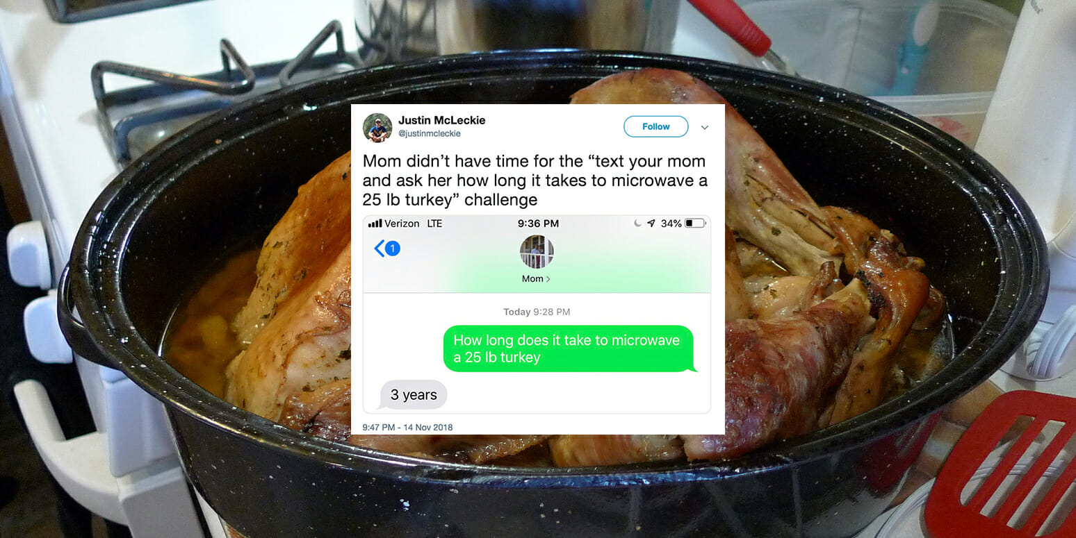 'How long does it take to microwave a 25 lb turkey' challenge