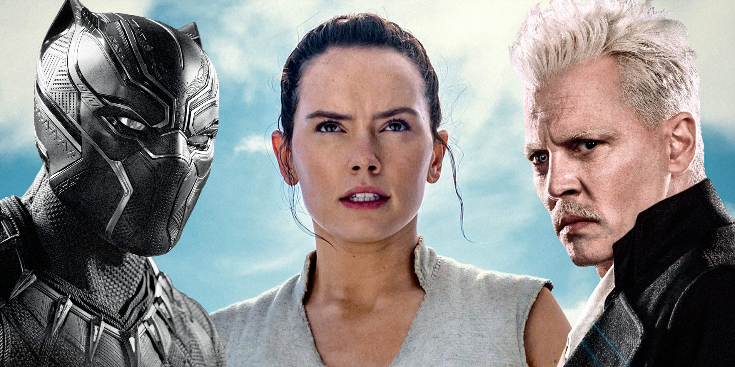 Black Panther, Rey, and Grindelwald