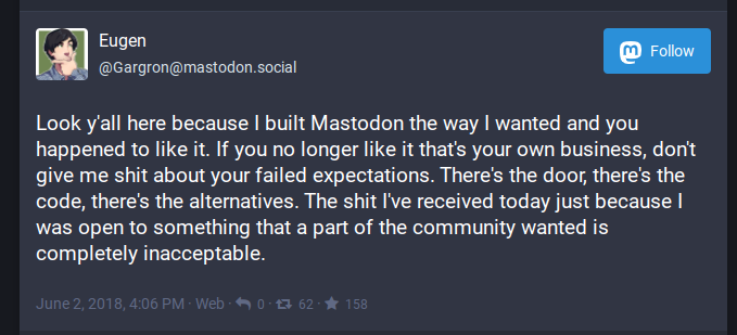 Mastodon's creator, Eugen Rochko, also known as