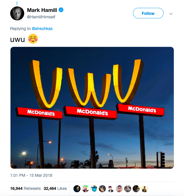 uwu meaning mark hamill