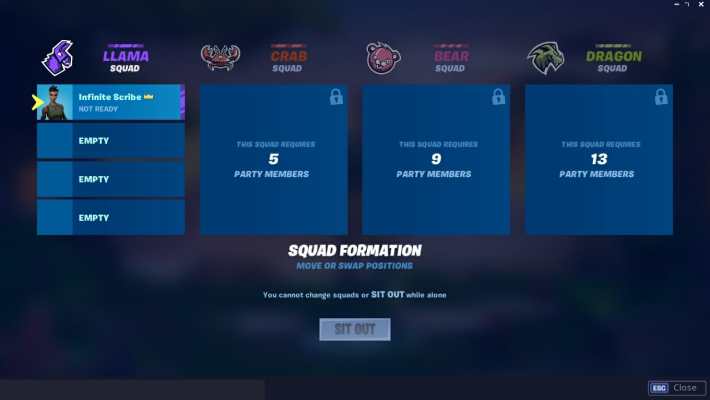 fortnite 16 player lobby squad formations
