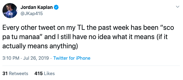 sco pa tu manaa commentary on Twitter saying that the user sees the phrase daily and doesn't know what it means