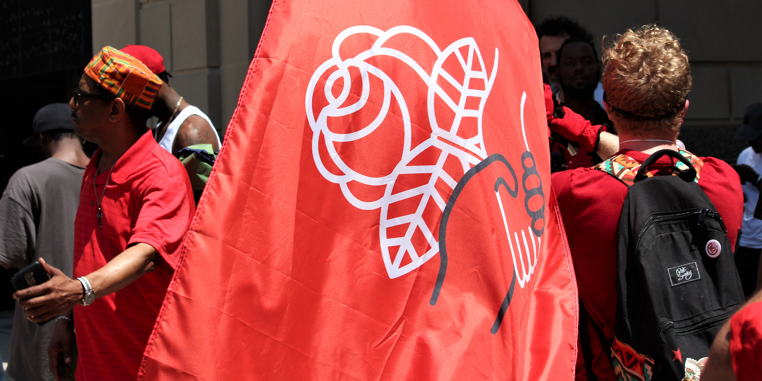 dsa flag at protest