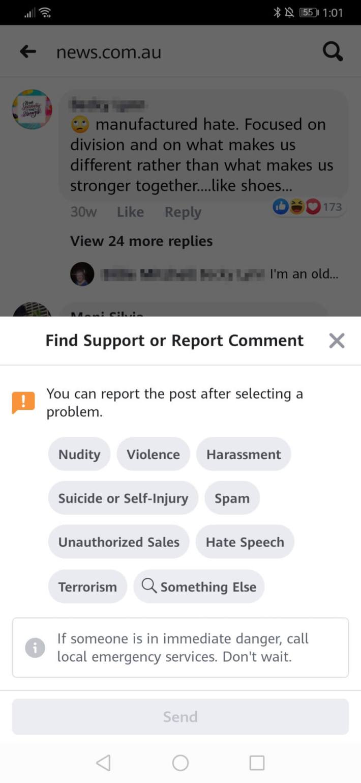 hiding comments on facebook