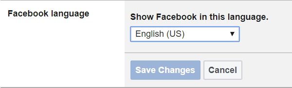 how to change language in facebook