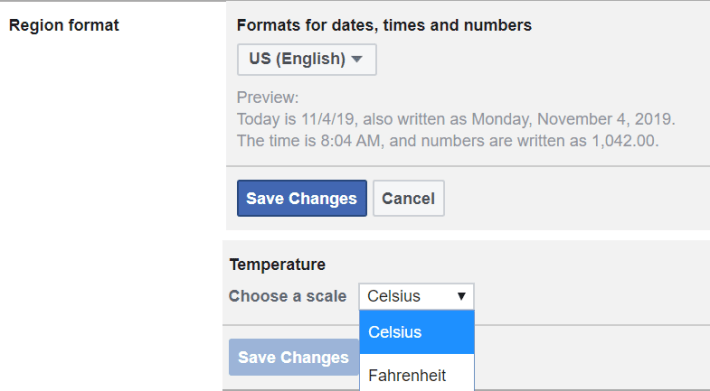 how to change language in facebook