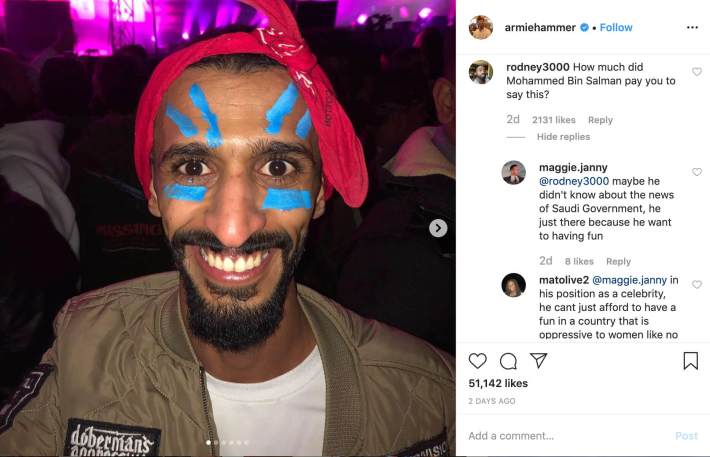 Armie Hammer - Saudi Arabia