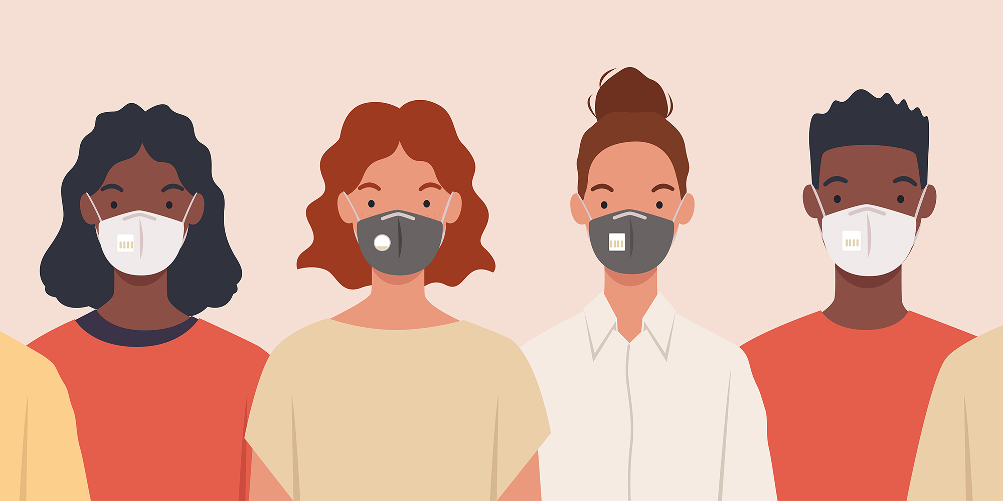 Group of people wearing medical masks to prevent disease