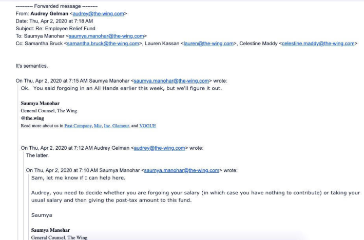 the wing audrey gelman salary email