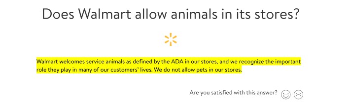 Walmart pet policy