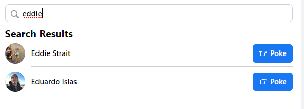 Photo of the Facebook Poke search bar.