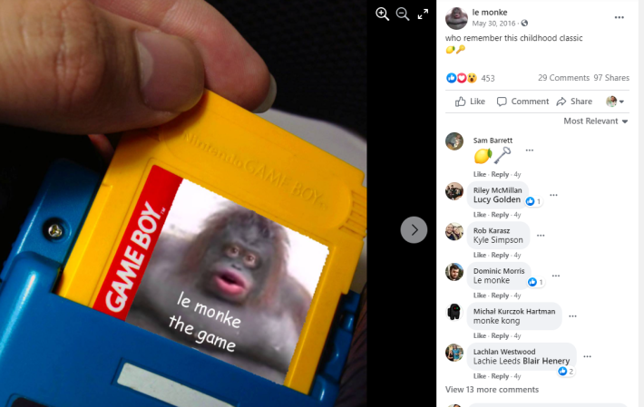 Le Monke the Gameboy game meme