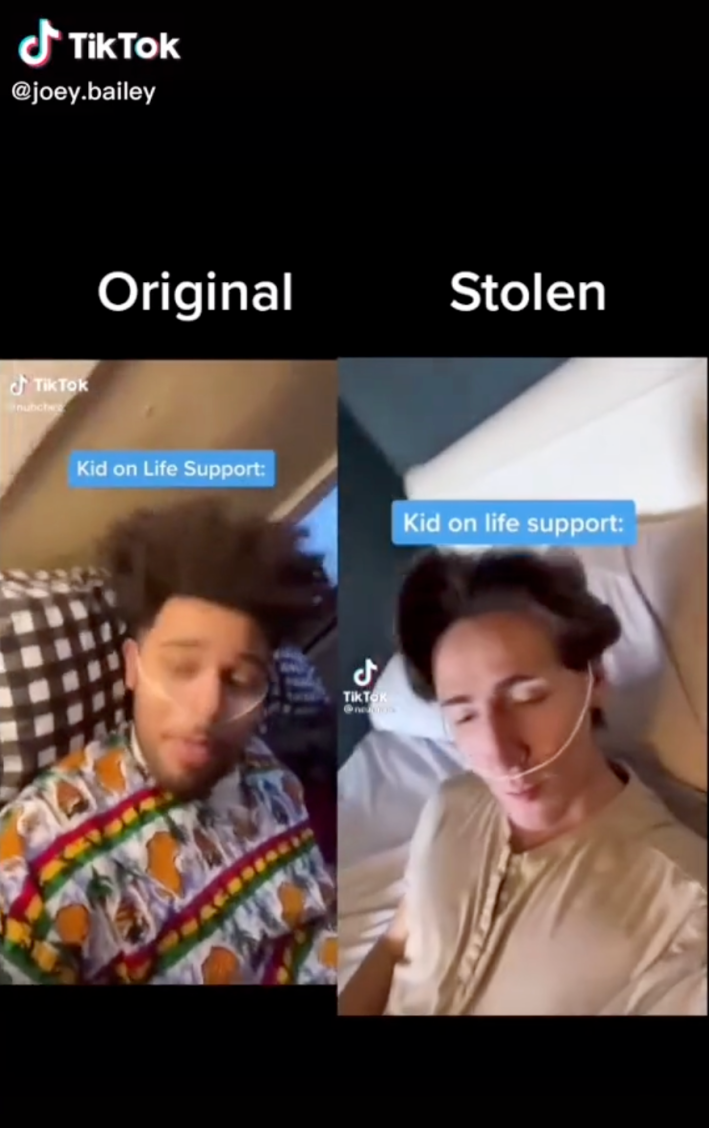 Side-by-side comparison of @nuhchez's and @neumane's videos