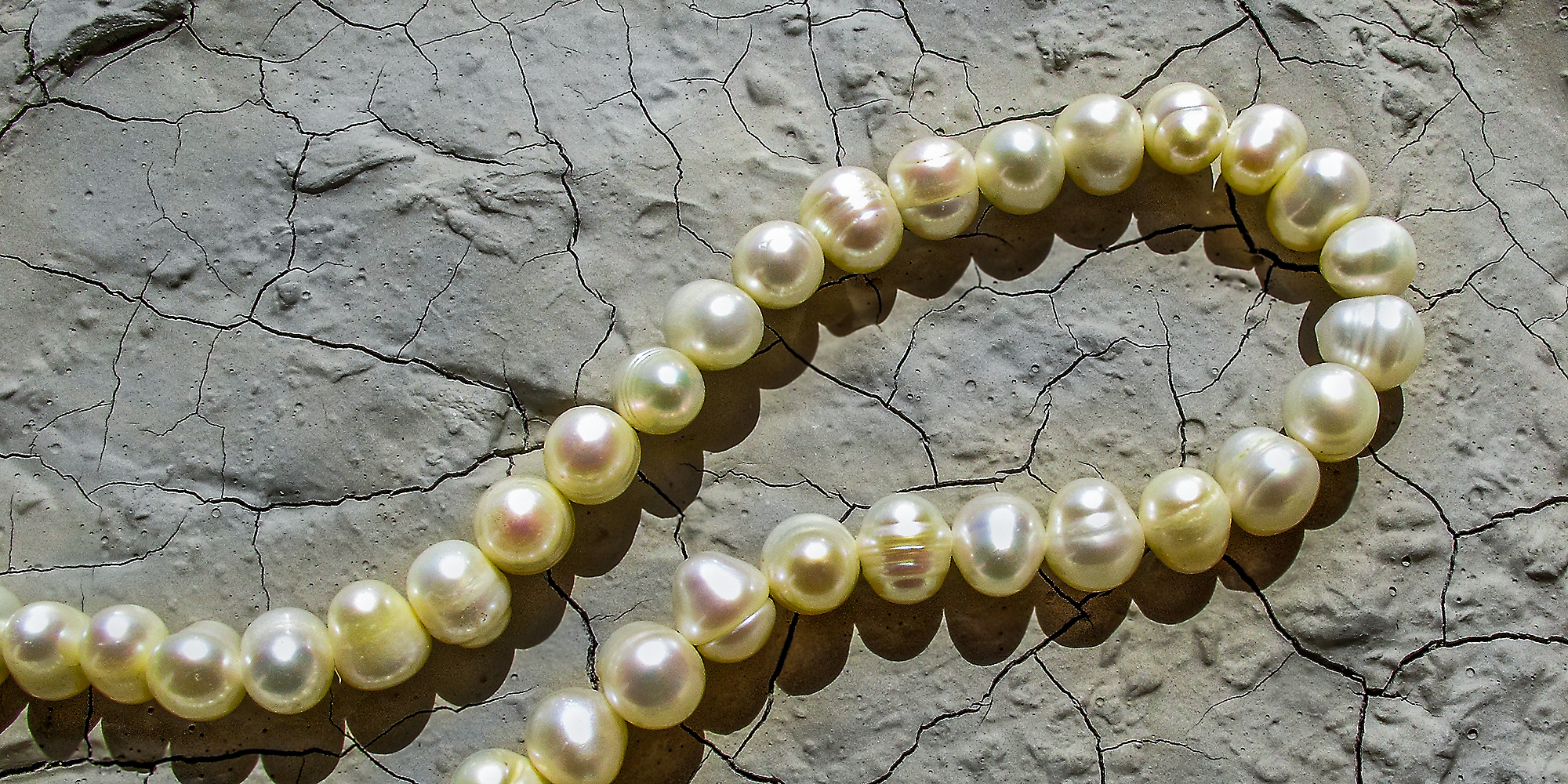 A necklace on the ground.