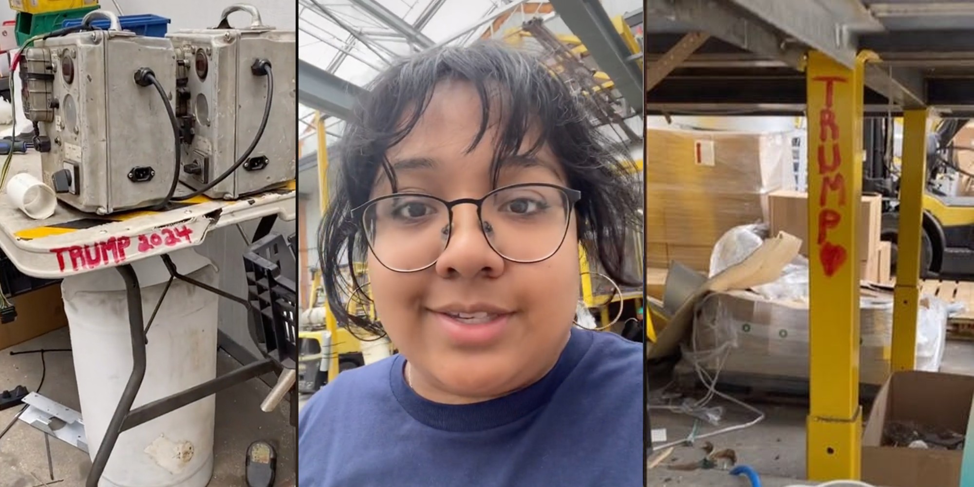 trump vandalism on tiktoker's workspace