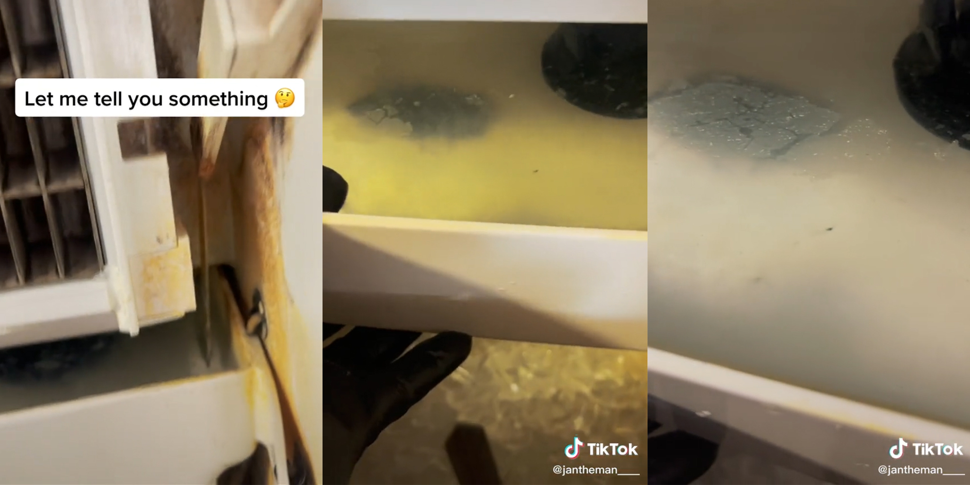 dirty water in ice machine with caption "Let me tell you something"