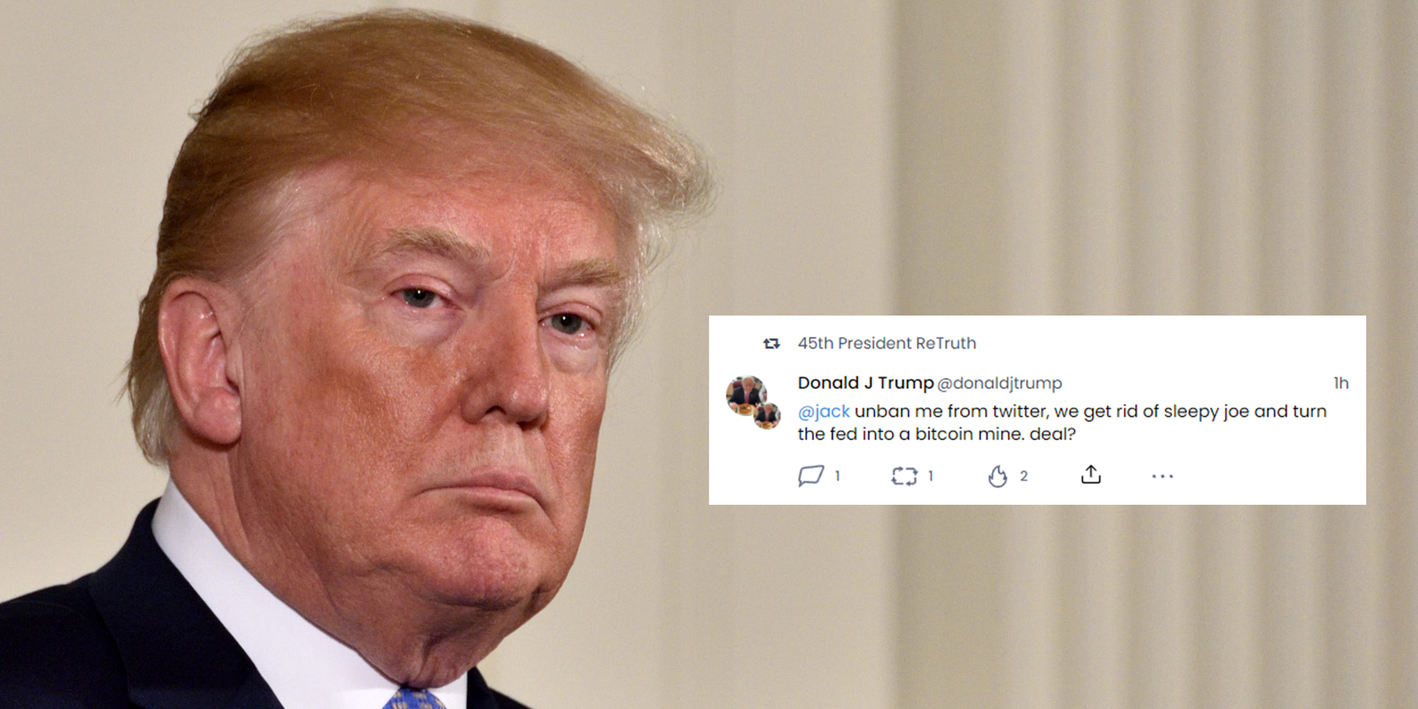 Donald Trump with "Truth Social" post