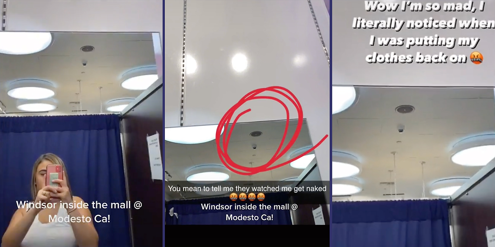 A woman in a changing room.