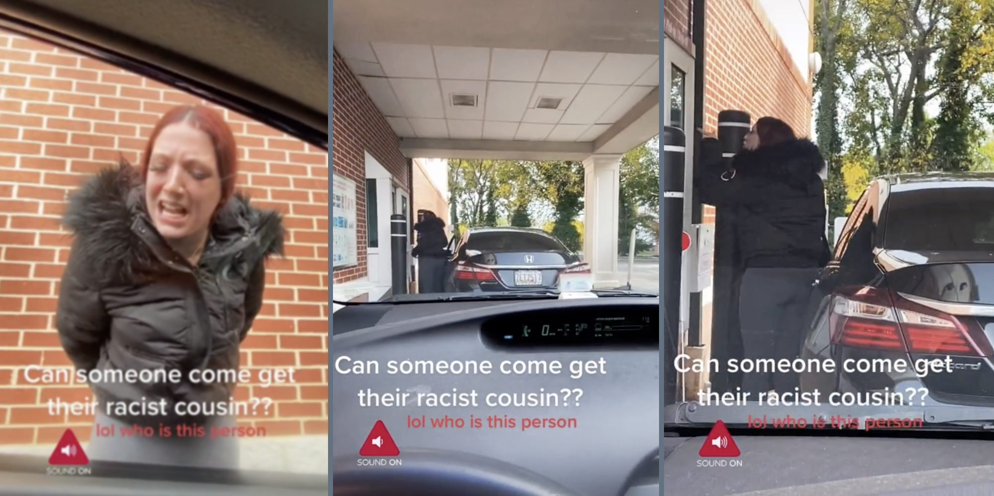 woman yelling, woman yelling through window at drive-thru