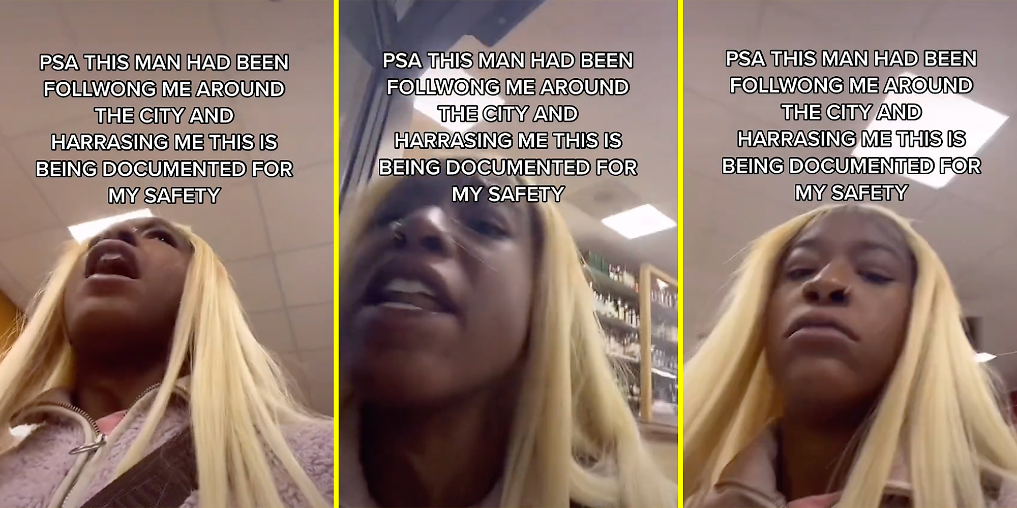 A woman yelling off camera.