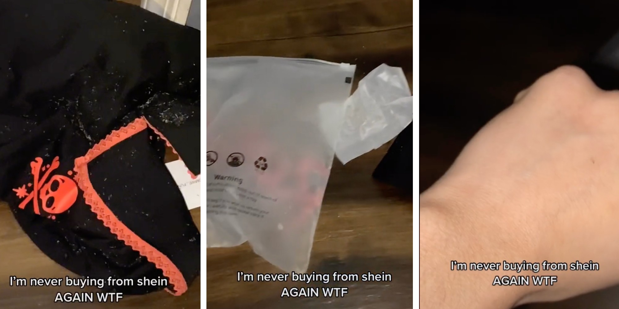 bugs crawling on clothes, plastic bag, fist