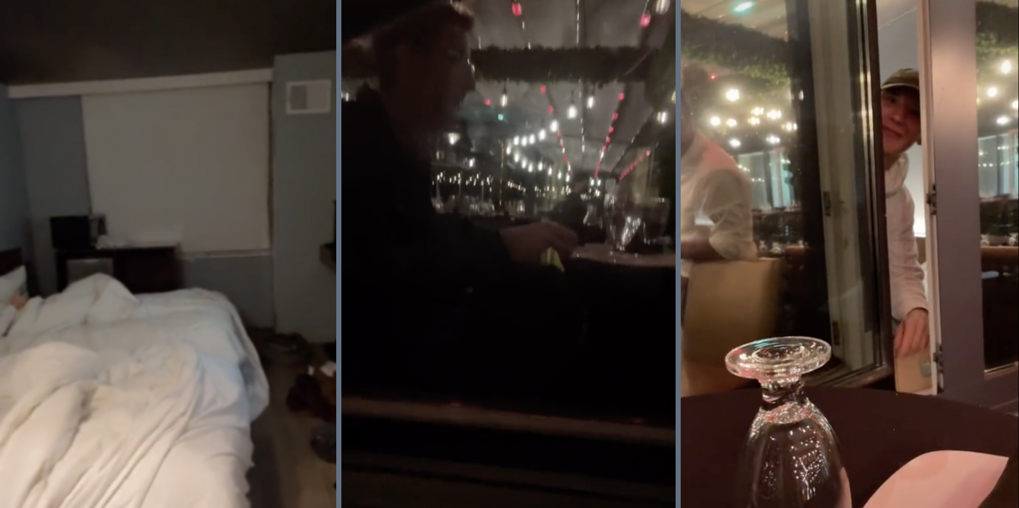 airbnb window, restaurant diners, window opening into restaurant