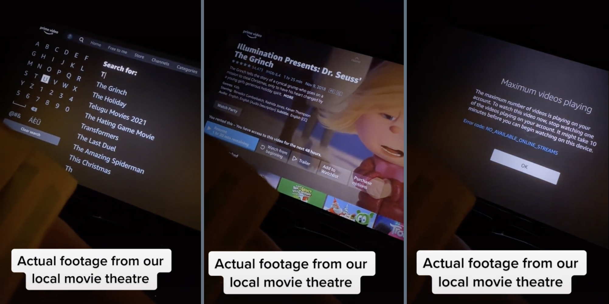 amazon prime video on a movie theater screen