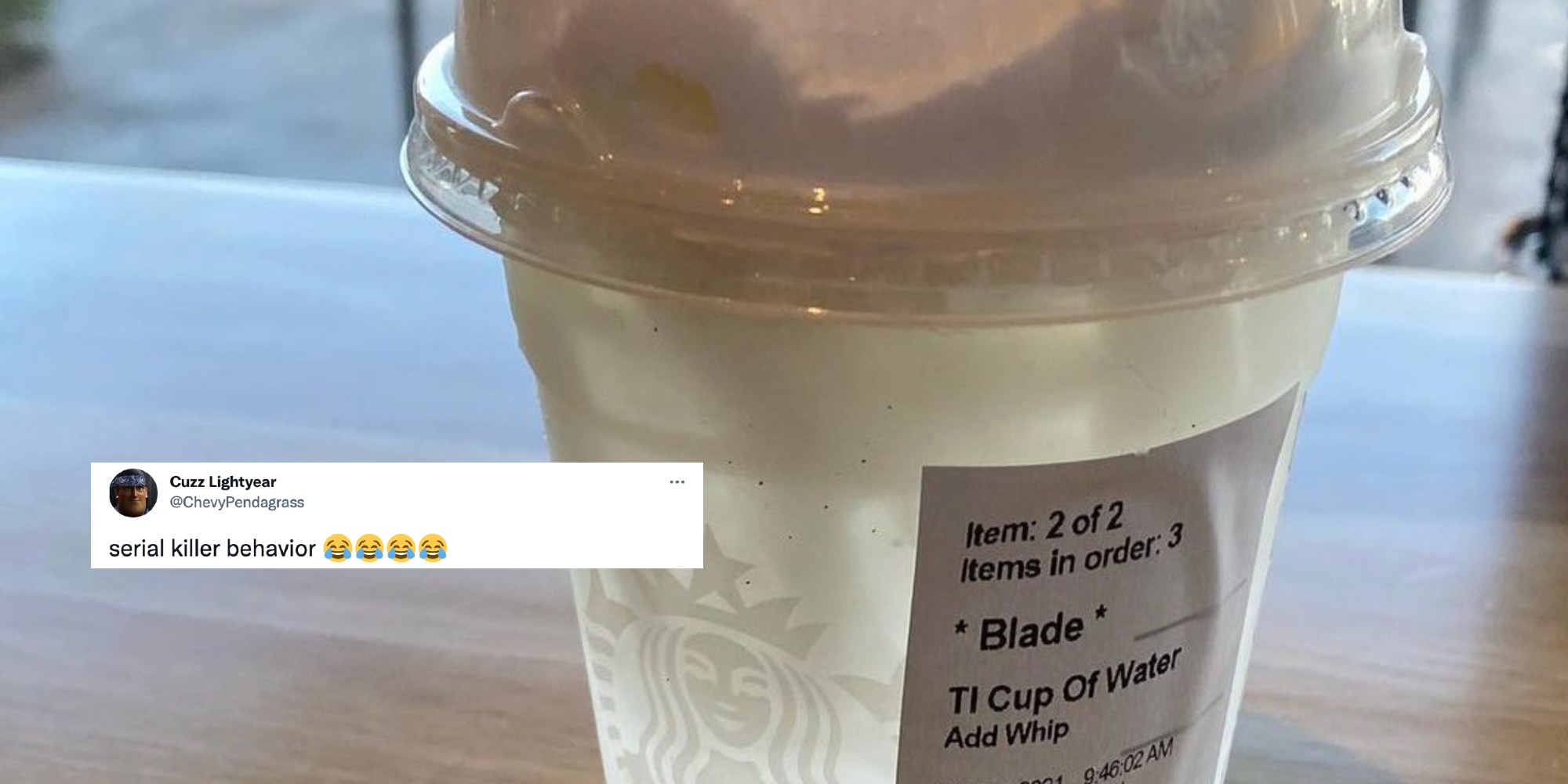 water with whipped cream