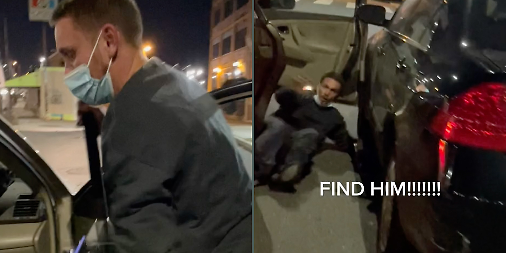 A man messing with a car.