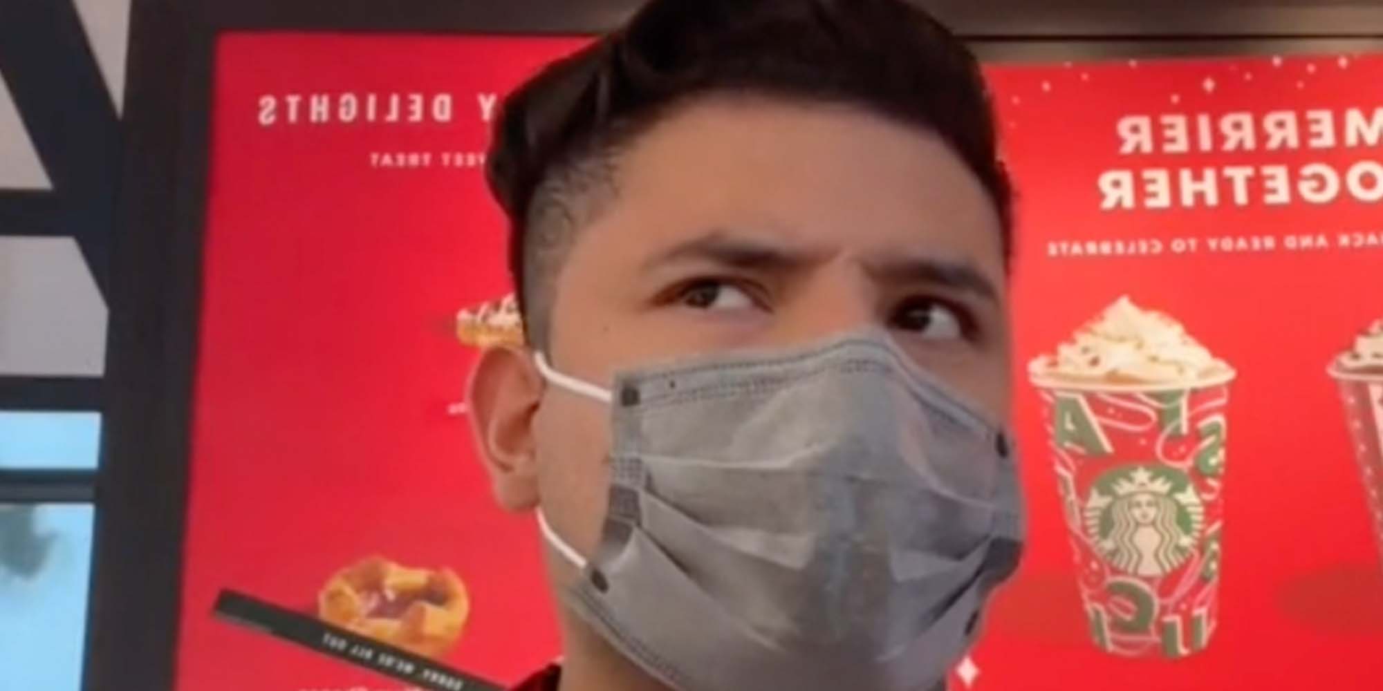 In a TikTok, a barista criticizes a customer for coming into a store while sick.