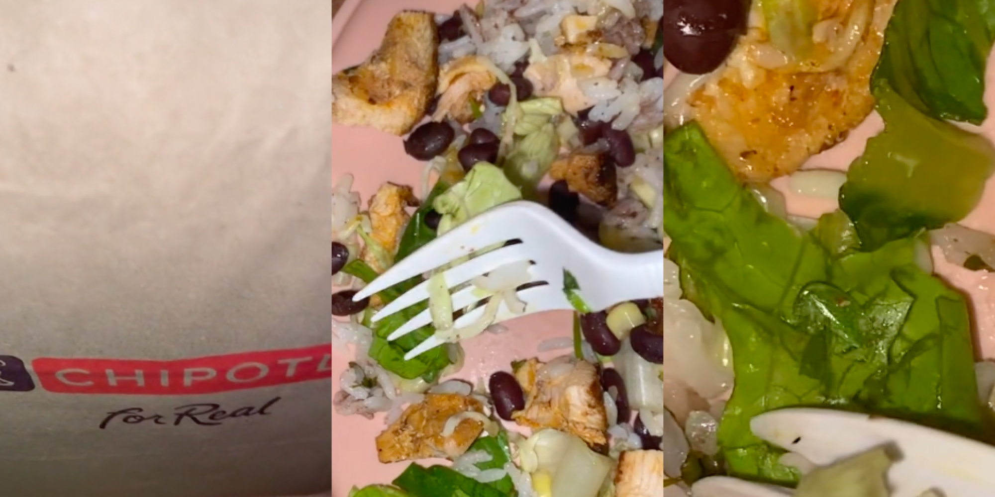 Woman finding bug in Chipotle