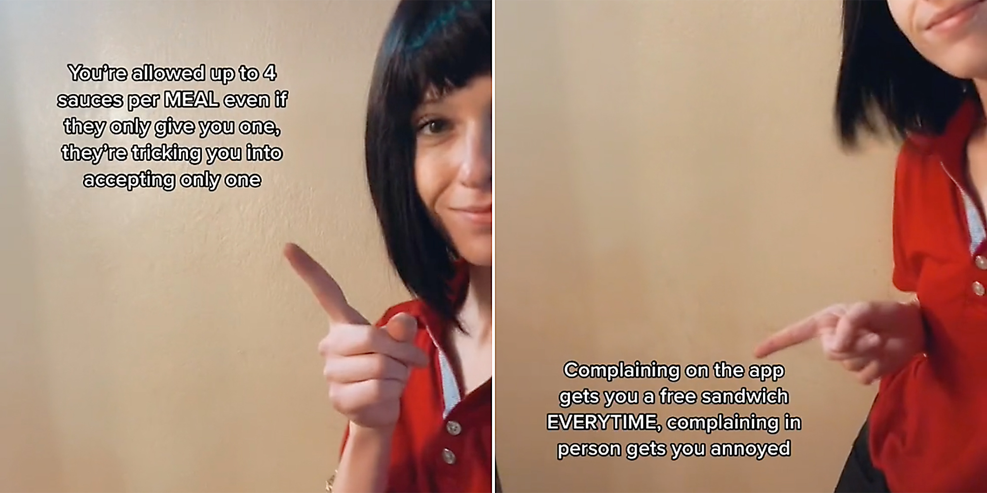 A woman looking into camera.