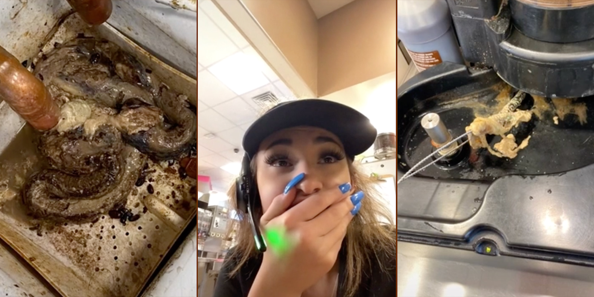 A gross machine and a shocked worker.