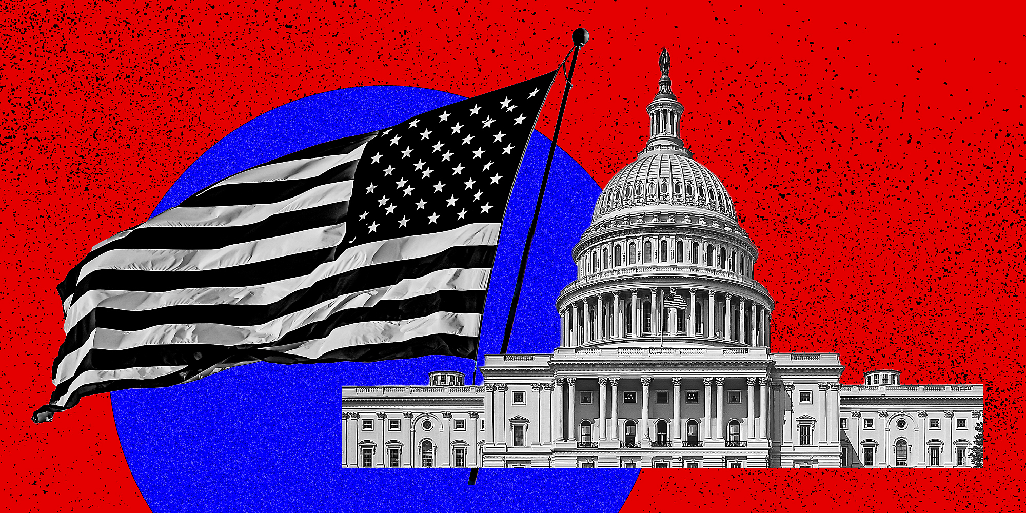 An American flag and the US Capitol.