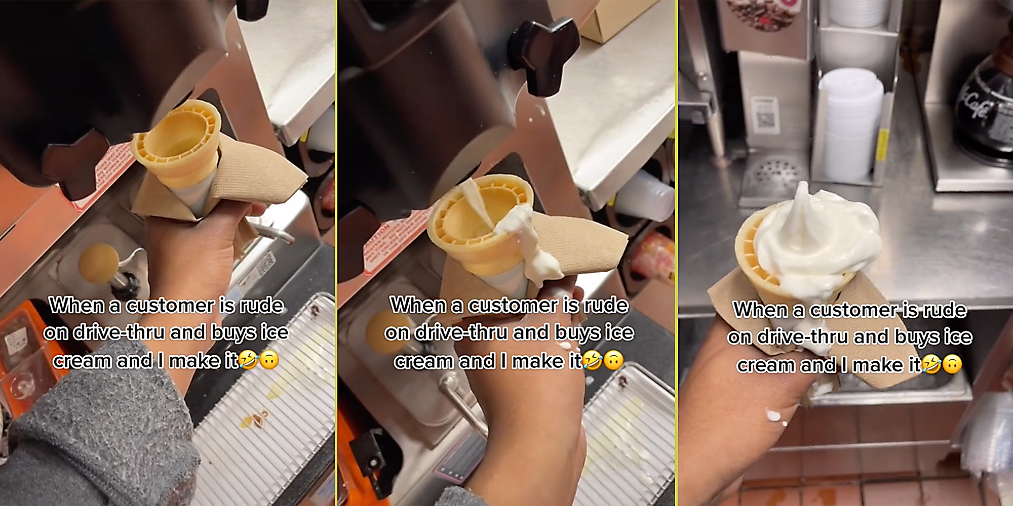 McDonald's ice cream cone being made.