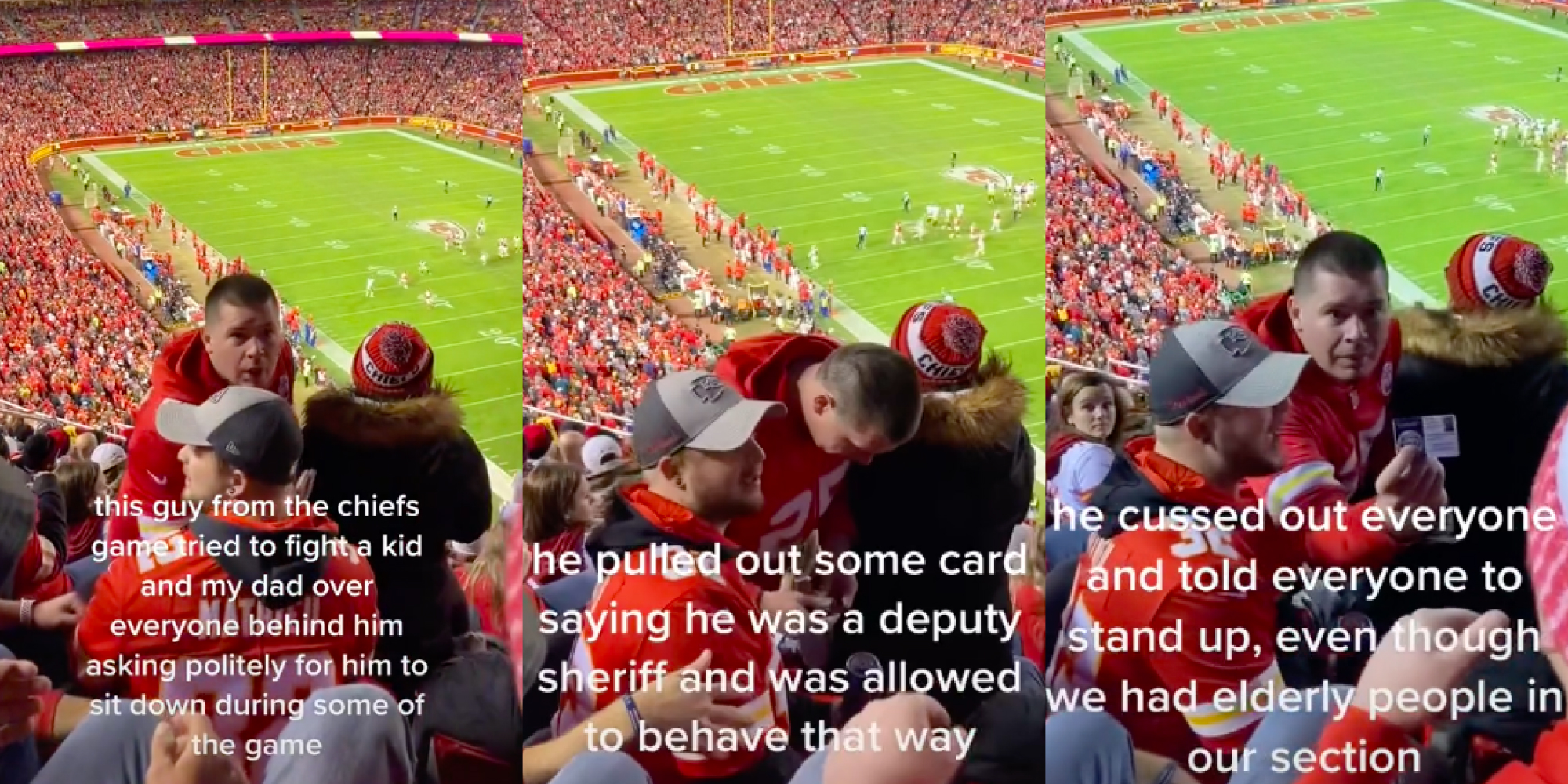 Man arguing with kid at football game