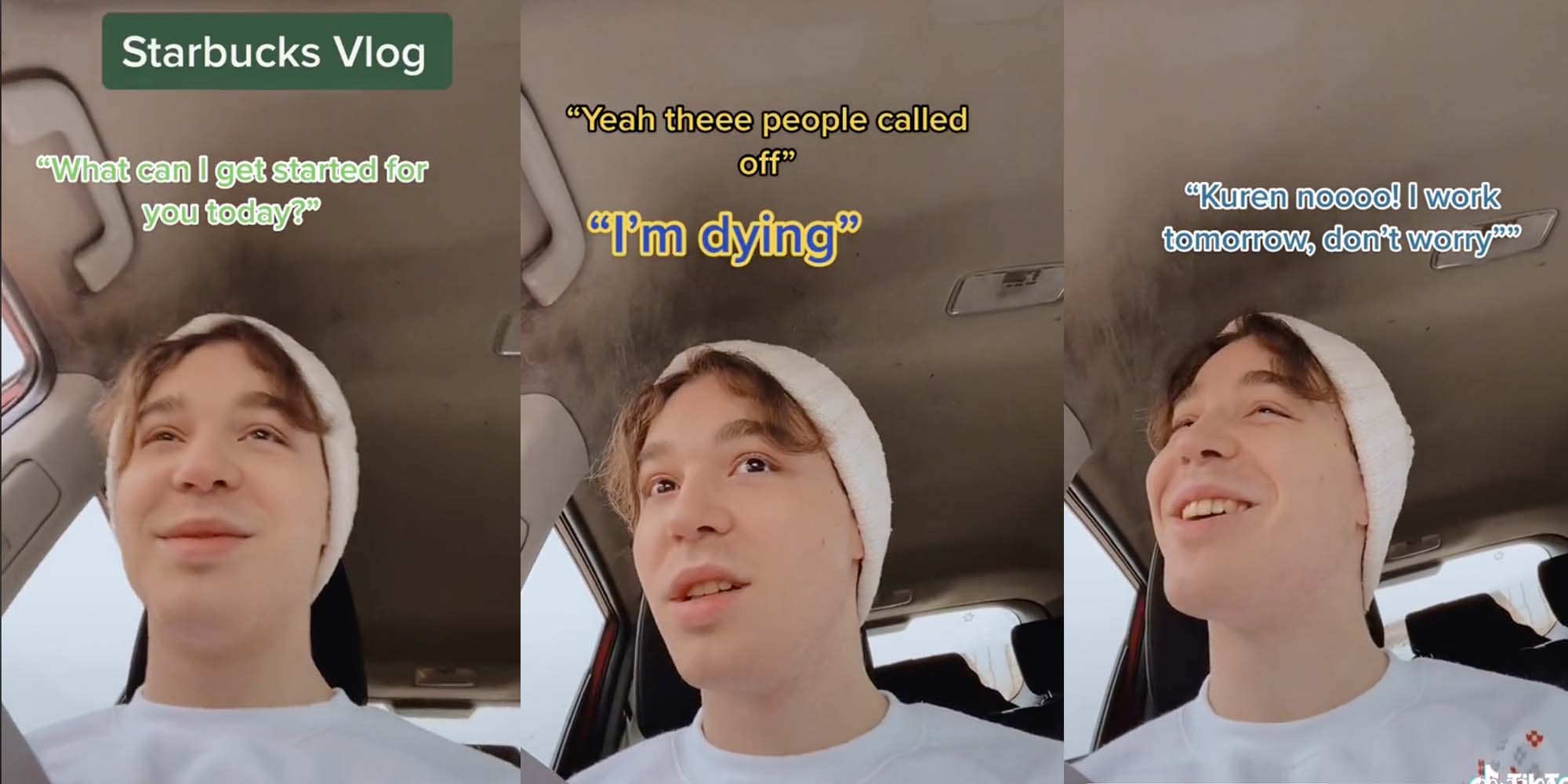 A Staarbucks employee orders a drink on his day off, and his manager asks him to come into work.