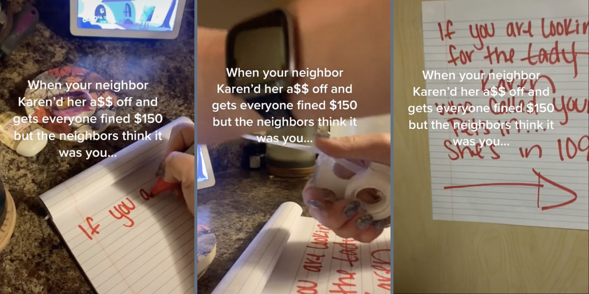 Woman writes note for 'Karen' who tattled on the building's pets.