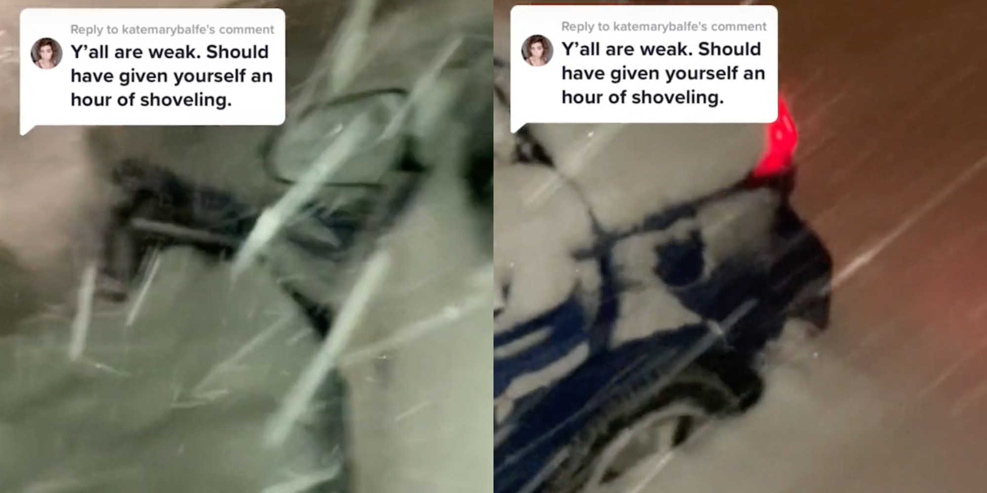 A car buried in snow.