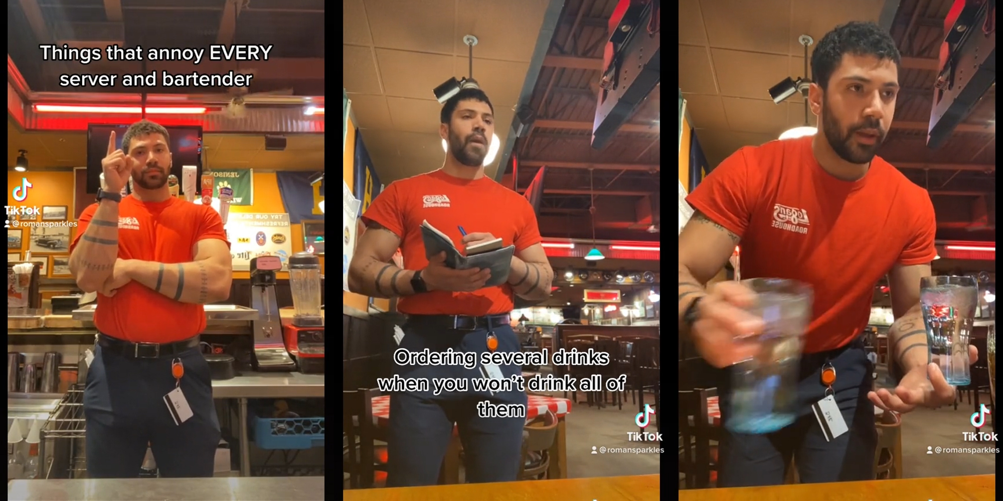 server at table with caption "Things that annoy EVERY server and bartender"