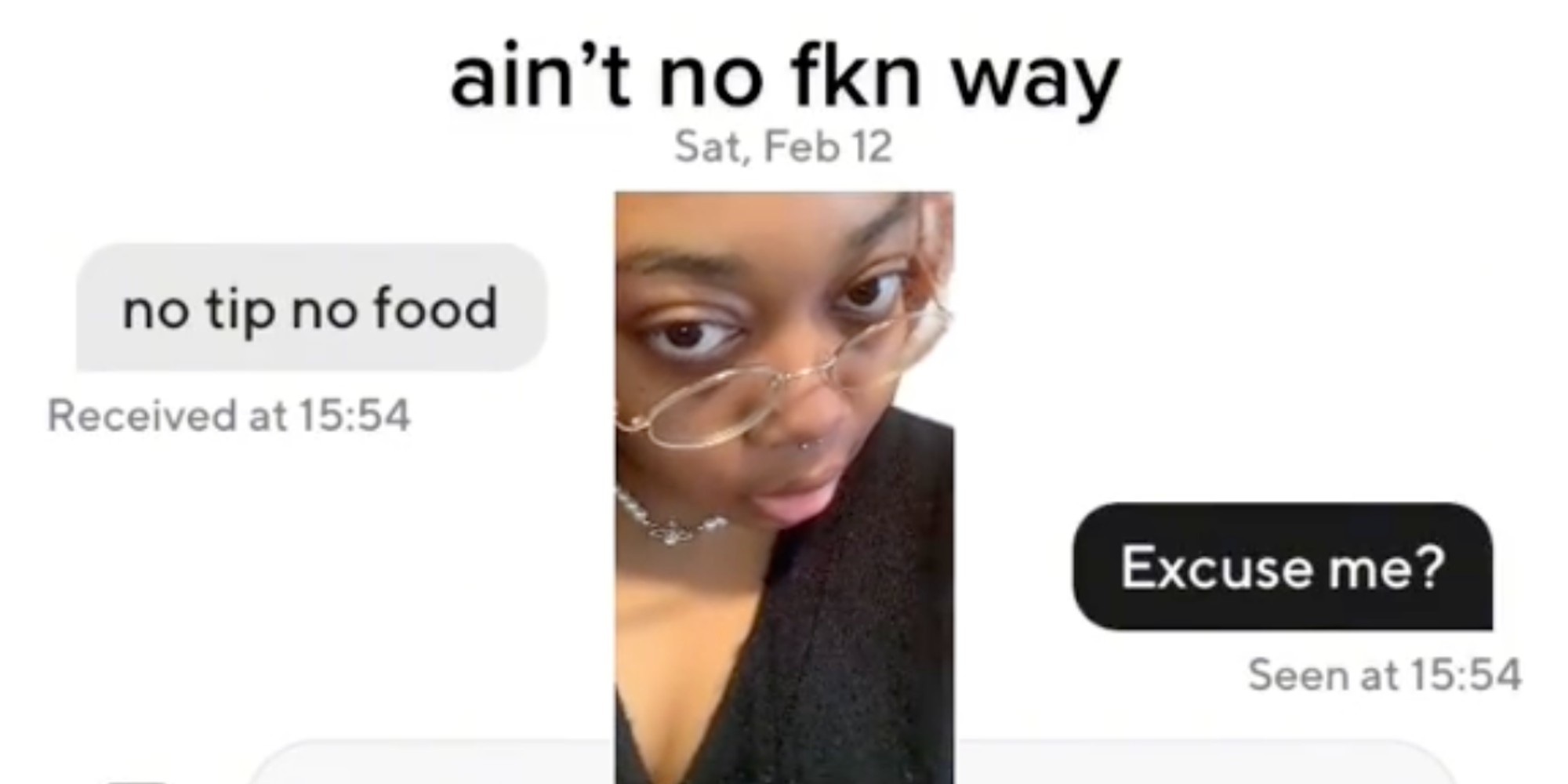 Woman overlayed onto DoorDash messaging system conversationg